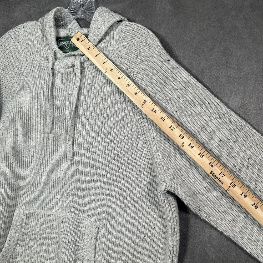 American Eagle Pullover XXL Hoodie Ribbed Knit Sweater Drawstring Mens Ivory